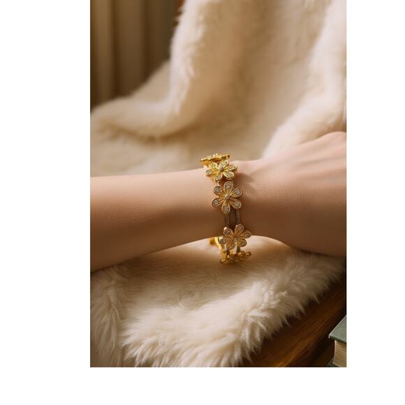 Seasonal Whispers Stacking Station Bracelets Gold Silver Flower Set of 3 - Picture 2 of 5